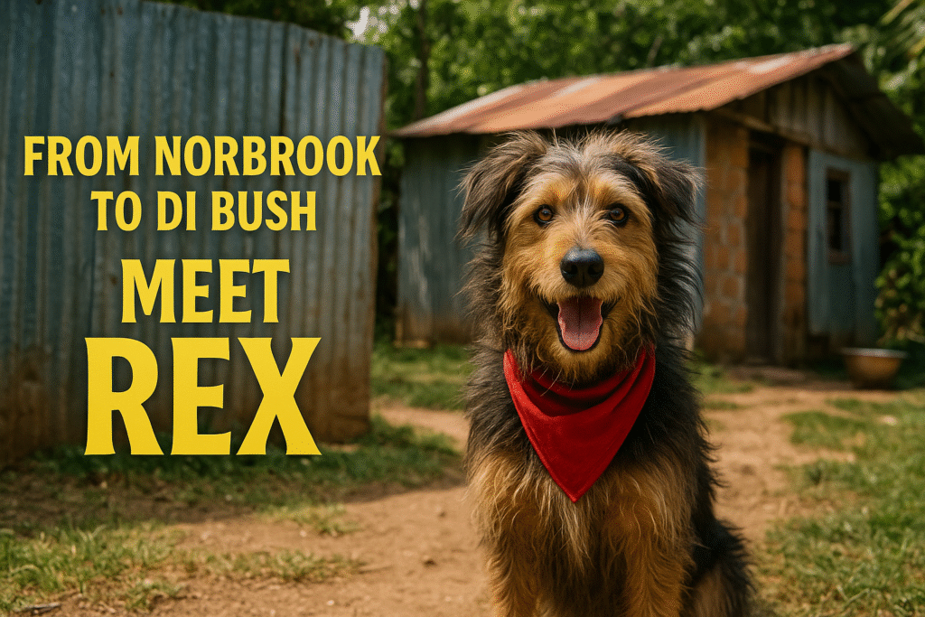 Rex Di Mungrel dog photo representing the journey from Norbrook to di bush