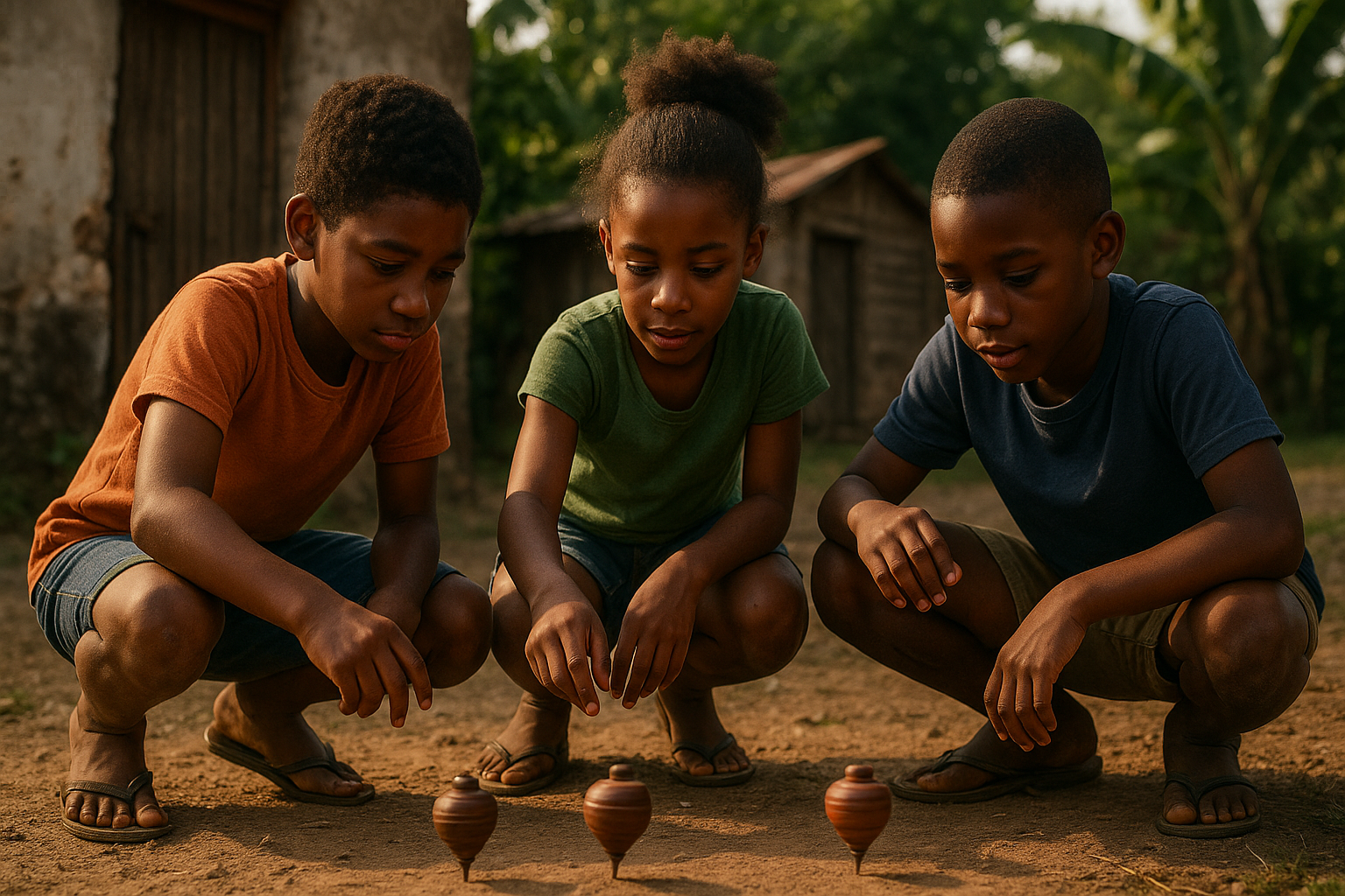 Children playing outdoors in rural Jamaica, representing community life by the river