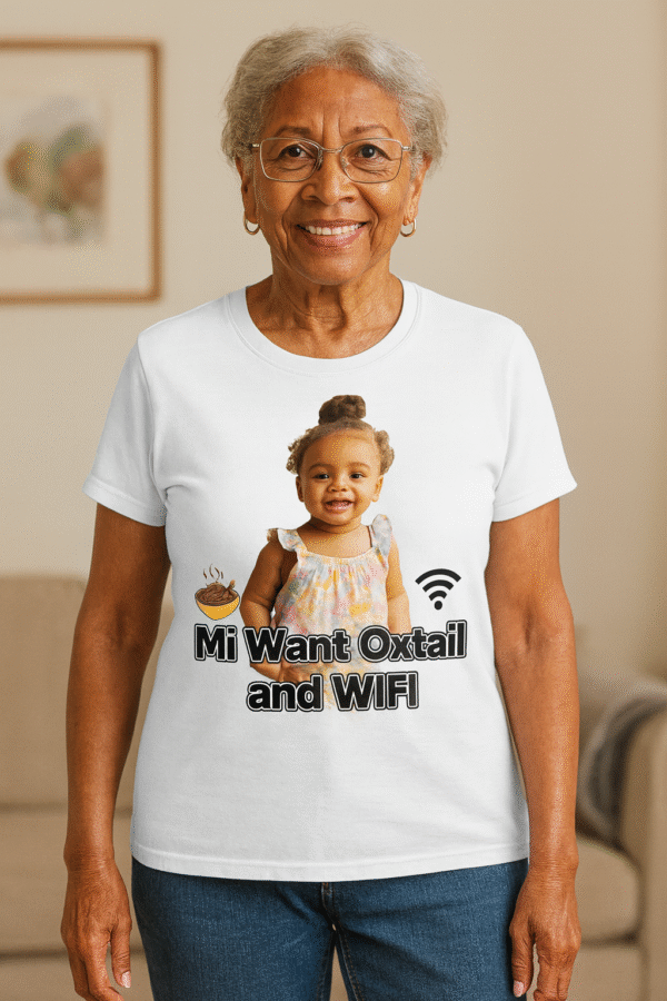 Mi Want Oxtail and WiFi – Zuri Classic White Tee - Image 3